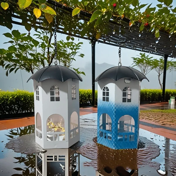Outdoor Yards Hanging Castle Hollow Metal Bird Feeder Castle Style Bird Feeder Outdoor Garden Bird Feeder Feeding Bird House