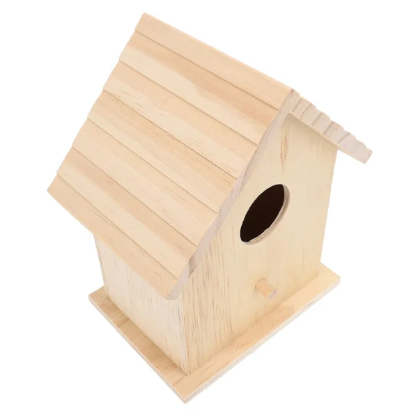 Small Bird House Paintable Unfinished Wood Bird Breeding Nesting Box Birdhouse for Home Garden Pet Birds Rest Relax