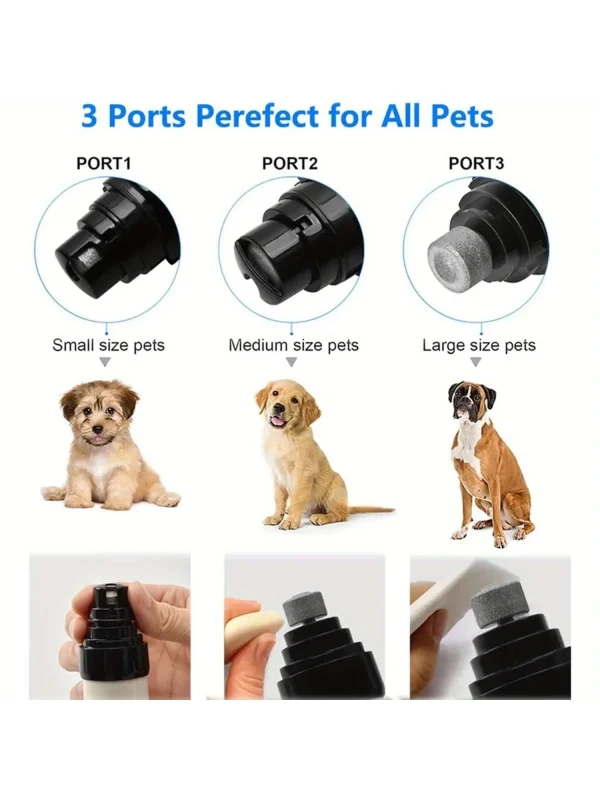 Dog Nail Grinder - Dog Nail Grinder with 3 Grinding Ports - Silent Rechargeable Electric Nail Trimmer for Small to Large Dogs