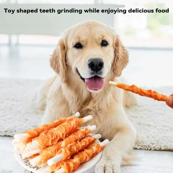 Pet Dog Snacks Chicken Teeth Cleaning and Grinding Stick Chicken Wrap Cowhide 100g Jerky Teddy Dog Snacks Pet Food Fresh Mouth