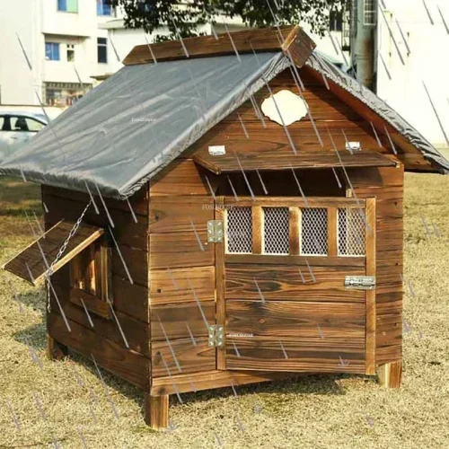 Outdoor Closed Rainproof Sunscreen Kennel Solid Wood Winter Warm Dog Houses Modern Household Medium and Large Dog House