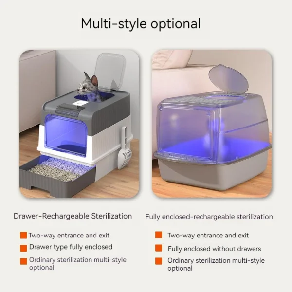Cat Litter Box Large Rechargeable Self-cleaning Litter Box for Cat Fully Enclosed Toilet Large Capacity Cat Products