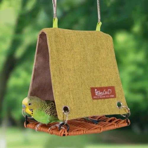 Creative Hanging Bird Nest Cooling with Hooks Bird House Weaving Parrot Swing Hammock Small Pet