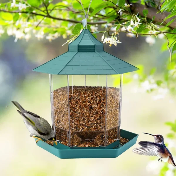 Hanging Wild Bird Feeder Waterproof Gazebo Outdoor Container With Hang Rope Feeding House Type Birds Feeder Aves Decor Supplies