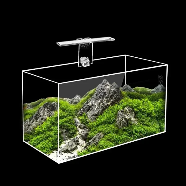 Transparent Goldfish Tank Home Landscape Aquarium Office Desktop Fish Tank Fish Breeding Supplies Turtle Tank with Led Light