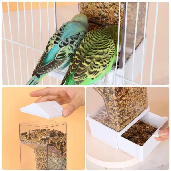 Automatic Parrot Feeder Smart Clear Parakeet Feeder Dispenser Squirrel-Proof Food Container Large Capacity Drinker Cage