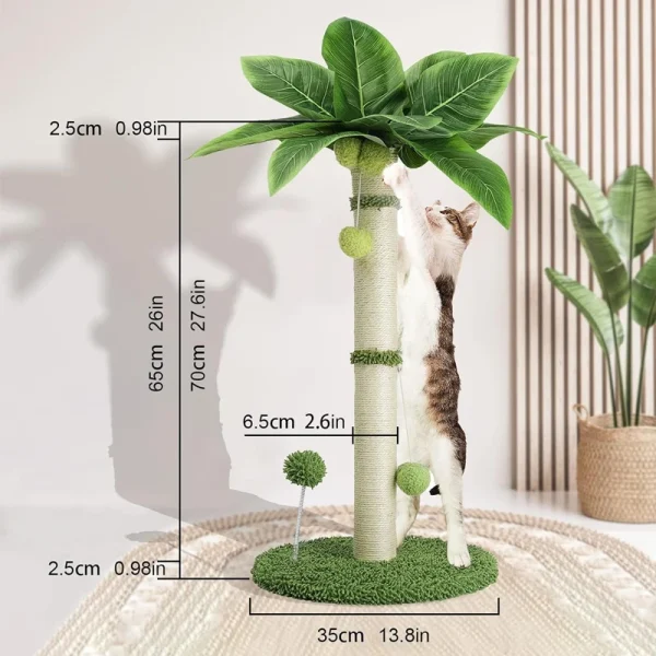 Cat Scratching Pos for Cats 65cm Tall Scratch Tree with Premium Sisal Rope Two Interactive Dangling Balls and Spring Ball Toys