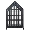 Heavy Duty Dog Cage with Roof Rust-Resistant Steel Locking Casters Feeding Door Ideal for Medium & Large Dogs Dog House Kennel