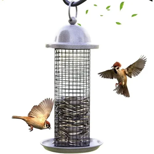Bird Feeder Bird Food Dispenser Hanging Wild Bird Feeder with Hanging Ring for Indoor Outdoor Garden Yard Decor