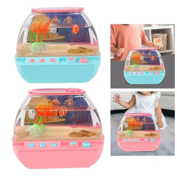 Creative Artificial Aquarium Toy Cartoon Light Up LED Light Up Tank Electric Lovely Music Interactive Aquarium Toys Home
