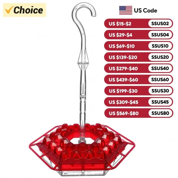 Hummingbird Feeders for Outdoor Ant Bee Proof Leak-Proof Cleaning Brushes Nectar Easy Clean Fill Bird Feeder for Garden Red Déc