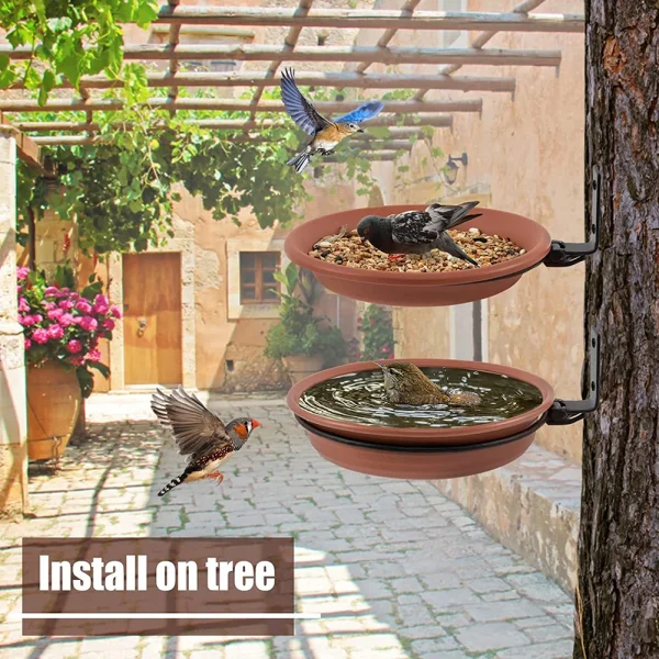 Hanging Bird Feeder Bowl Tree Mounted Bird Feeder Water Container Weatherproof Pet Supplies for Balcony Railing Garden