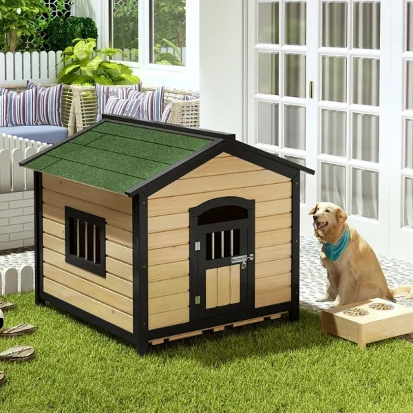 Outdoor Balcony Puppy Villa Solid Wood Dog House 4 Seasons Universal Kennels pet Supplies Waterproof Cats Litter Dogs Cages