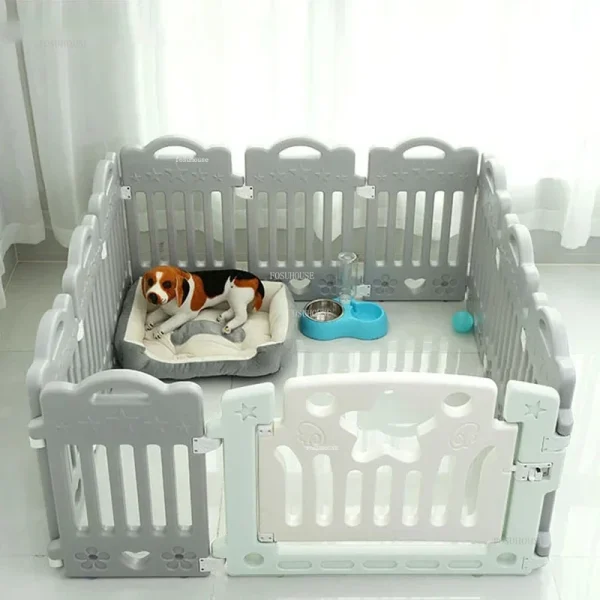 Minimalist Plastic Dog Houses Safety Dog Fence Home Pet Cat Kennel Small Dogs Indoor Isolation with Toilet Dog Cage Pet Supplies