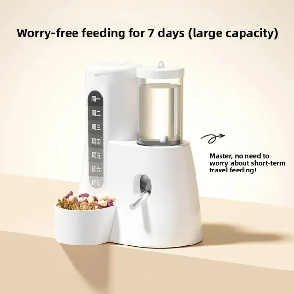 Hamster Automatic Feeding and Watering Device, A Two-in-one Water Bottle and Food Bowl for Golden Hamsters