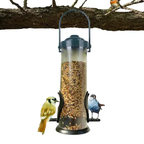 Dangling Bird Feeder Squirrel Proof Bird Food Container PP Bird Food Dispenser Container Tubular Bird Feeders for Pet Supplies
