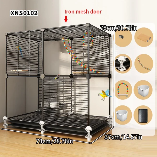 Myna Bird Cage Budgie Thrush Special Cage Black Phoenix Acacia Bird Anti-Splash Food Household Large Iron Bird Cage