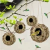 2024 New Birds Nest Bird Cage Grass Egg Cage Bird House Outdoor Decorative Weaved Hanging Parrot Nest Houses Pet Bedroom