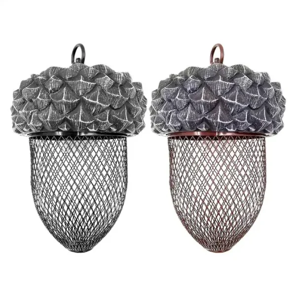 Acorn Bird Feeder Metal Bird Feeder Acorn Resin Craft Natural Bird Feeding Accessories Hanging Bird House Mesh Wildfinch Feeder