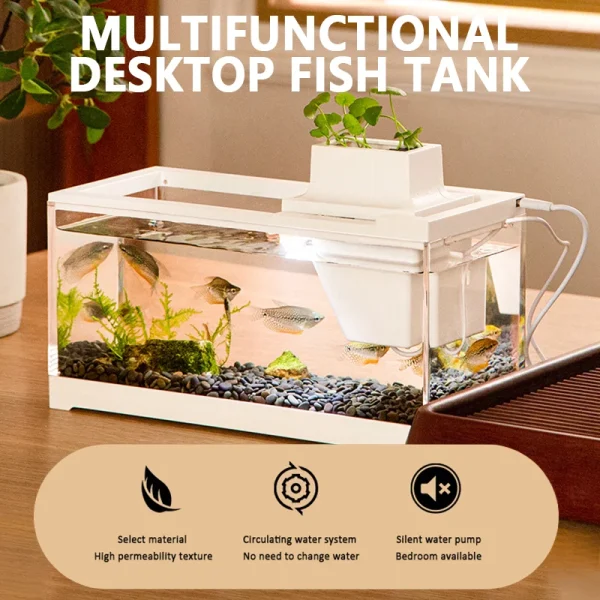 Mute Heating Feeding Household Aquarium ropical Fish Tank Small Desktop Fish Tank Guppy Lamp Fish And Shrimp Filter