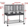 Combo Breeding Stacker Center Divided Breeder Bird Flight Double Rolling Cage with Side Breeding Nest Door (Black Vein