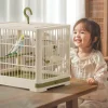 Portable Bird Container Bird Travel Carrier Bird Cage with Handle Large Space Breathable Foldable