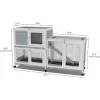 Two Floors 58" Wooden Indoor Bunny Hutch Rabbit Cage on Wheels Guinea Pig PET House for Small to Medium Animals