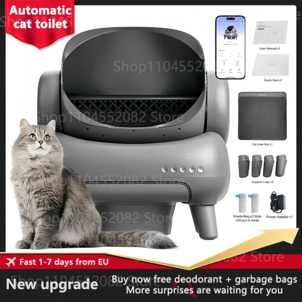 Smart Cat Litter Box Self Cleaning Automatic Cat Toilet APP Control Extra Large Space Suitable for Big Cats Pet Litter Box Auto