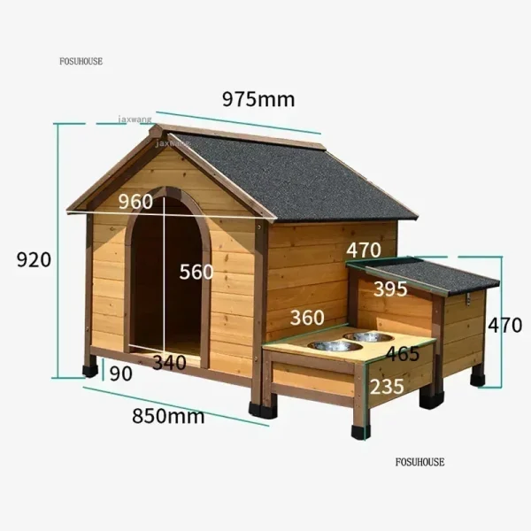 kf-S3e8a6c0a9f07426db9d9c2f838f527fex Rain-proof Sunscreen Solid Wood Dog Kennels Cage Tent Nest Outdoor Courtyard Garden Dogs Houses Villa with Food Bowl Water Basin