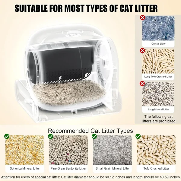 Tonepie Large Capacity Smart Cat Litter Box 65L Automatic Fully Enclosed Self Cleaning Pet Toilet for Multiple Cats/Cats Sandbox