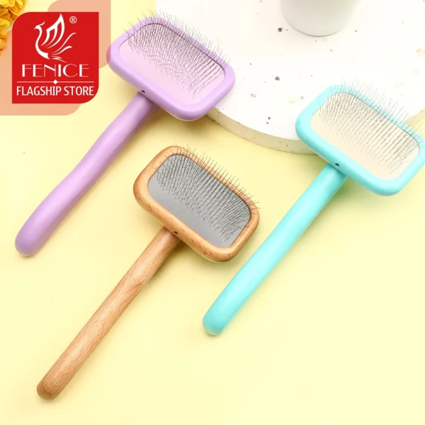 Fenice Pet Grooming Comb Wooden Handle Needle Comb For Hair Pet Brush Beauty Brush Dog Accessories