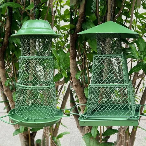 Metal Bird Feeder 3-Layer Retractable Metal Bird House Large Capacity 360 Degree Feeding Bird Feeders For Garden Yard Outdoor