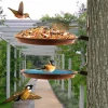 Hanging Bird Feeder Bowl Tree Mounted Bird Feeder Water Container Weatherproof Pet Supplies for Balcony Railing Garden