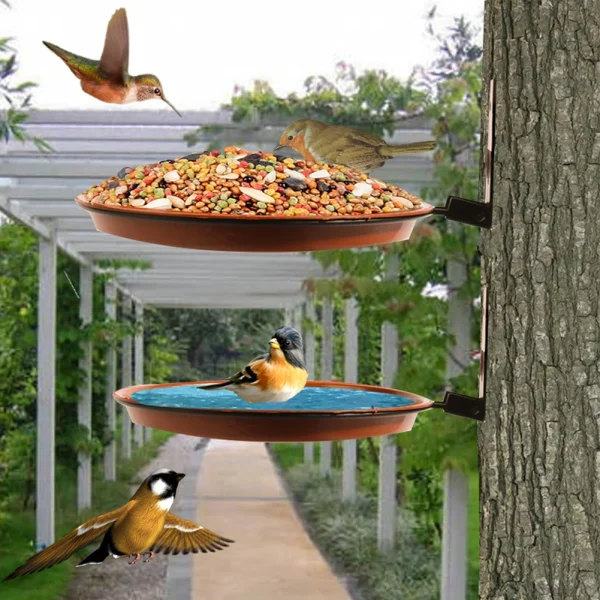 Hanging Bird Feeder Bowl Tree Mounted Bird Feeder Water Container Weatherproof Pet Supplies for Balcony Railing Garden