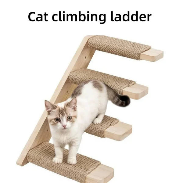Cat Climbing Frame Cat Ladder Wall Type Solid Wood Wall Hanging Sisal Pillar Cat Toy Jumping Platform Cat Grab Board Stairs