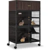 50''H Metal Large Ferret Cage, Rolling Chinchilla Cage with Removable Ramps& Double Door, Critter Nation with Locker