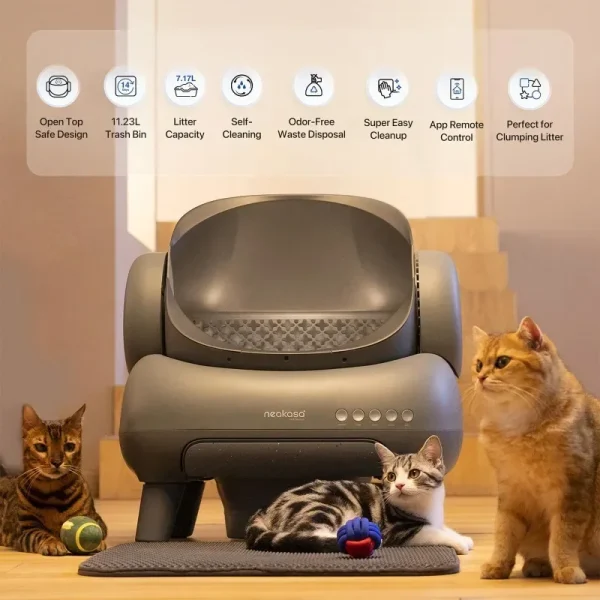 White Neakasa M1 Large Low noise Odor Eliminator App Control Intelligent Electric Self Cleaning Smart Automatic Cat Litter Box