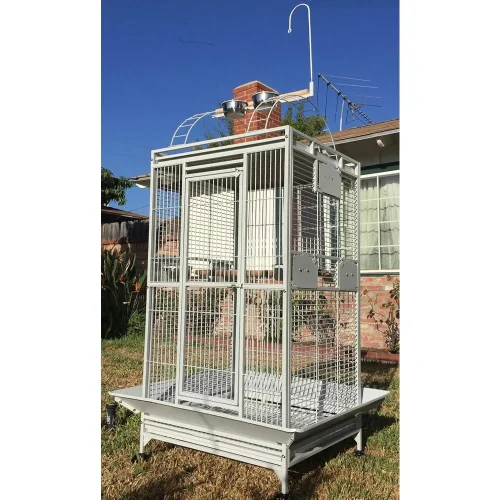 Large Open/Close Play Top Bird Parrot Perch Stand Home Cage Parttot Finch Macaw Cockatoo Bird Wrought Iron Rolling Cage