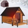 Dog House Outdoor, Insulated Dog Kennel Outside for Large Breed, 50.87" L Weatherproof Large Dog Shelter with Anti-Chewing Iron