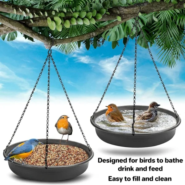 Hanging Bird Bathtub Bird Feeding Dish Tray Platform Feeder Bird Water Bowl Bird Bath for Outdoor Patio Parrot Tree Decorations