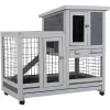 Rabbit Hutch Indoor and Outdoor Rabbit Cage 37 Inch Wide Wooden Hutch House Guinea Pig Cage with Wheels Rolling Larg