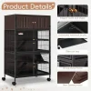 50''H Metal Large Ferret Cage, Rolling Chinchilla Cage with Removable Ramps& Double Door, Critter Nation with Locker