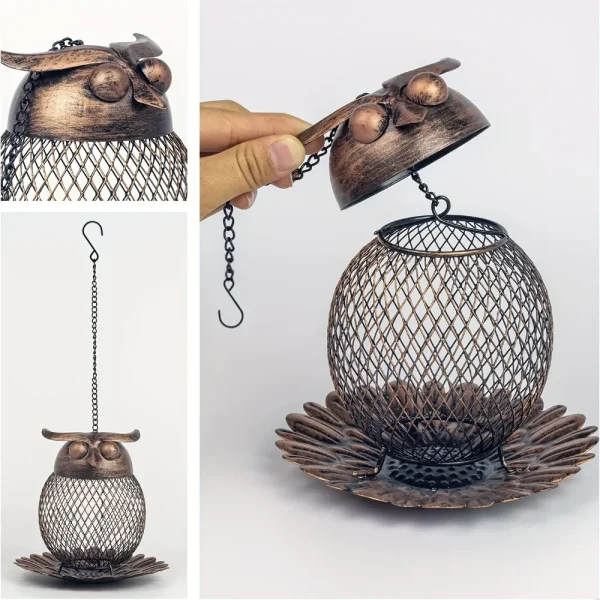 1pc Heavy Duty Copper Mesh Owl Shaped Wild Bird Feeder for Garden Yard Decor Window bird feeder Feeders bird Bird feeder cups