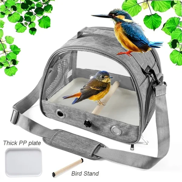 Portable Oxford Bird Travel Carrier Backpack - Foldable Cage for Parrots, Pigeons & Small Birds, Durable Breathable Design