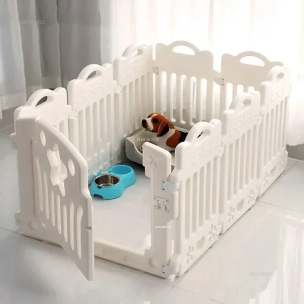 Minimalist Plastic Dog Houses Safety Dog Fence Home Pet Cat Kennel Small Dogs Indoor Isolation with Toilet Dog Cage Pet Supplies