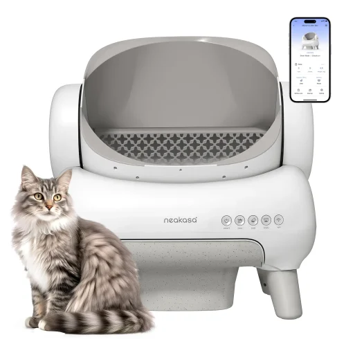 White Neakasa M1 Large Low noise Odor Eliminator App Control Intelligent Electric Self Cleaning Smart Automatic Cat Litter Box