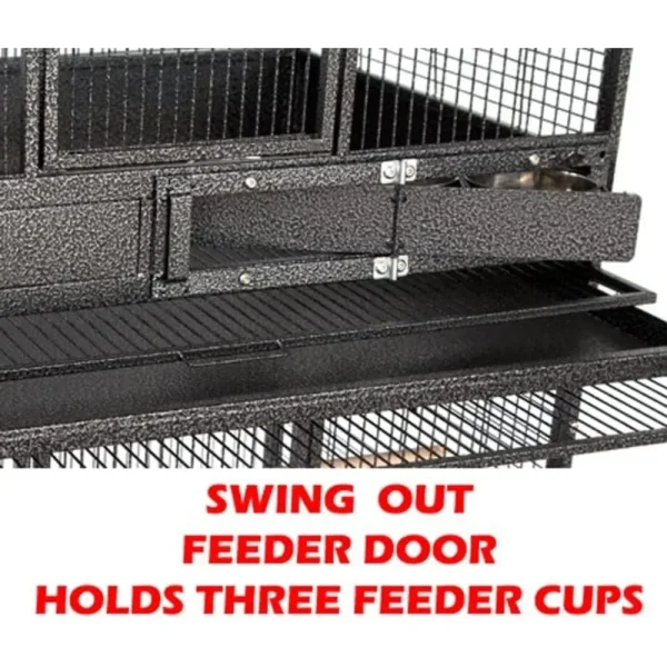 Extra Large Stackers Heavy Duty Wrought Iron Breeder Parrot Aviary Bird Breeding Rolling Cage with Side Nest Doors