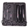Purple Dragon Dog Grooming Scissors Kit 7" 6.5" Stainless Pet Curved Scissors Thinning Scissors Straight Shears Chunker Z3002