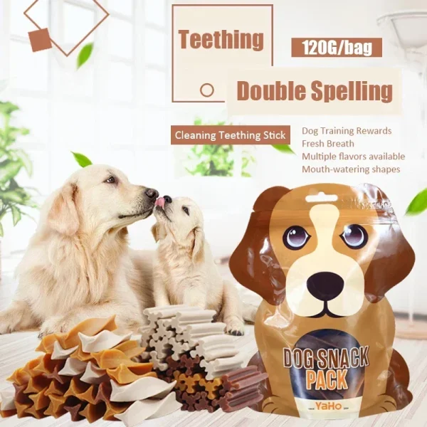 Dog Snacks Teething Stick 120g Mixed Flavor Tooth Cleaning Bone Fresh Breath Adult Dogs Puppy Training Reward Pet Snack Food