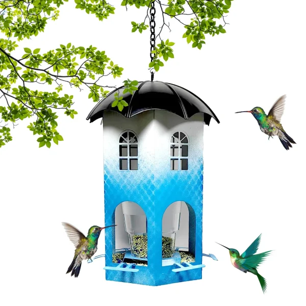 Outdoor Yards Hanging Castle Hollow Metal Bird Feeder Castle Style Bird Feeder Outdoor Garden Bird Feeder Feeding Bird House